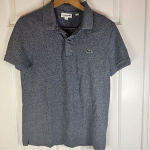 Lacoste Heather Gray Polo with Green Croc Logo